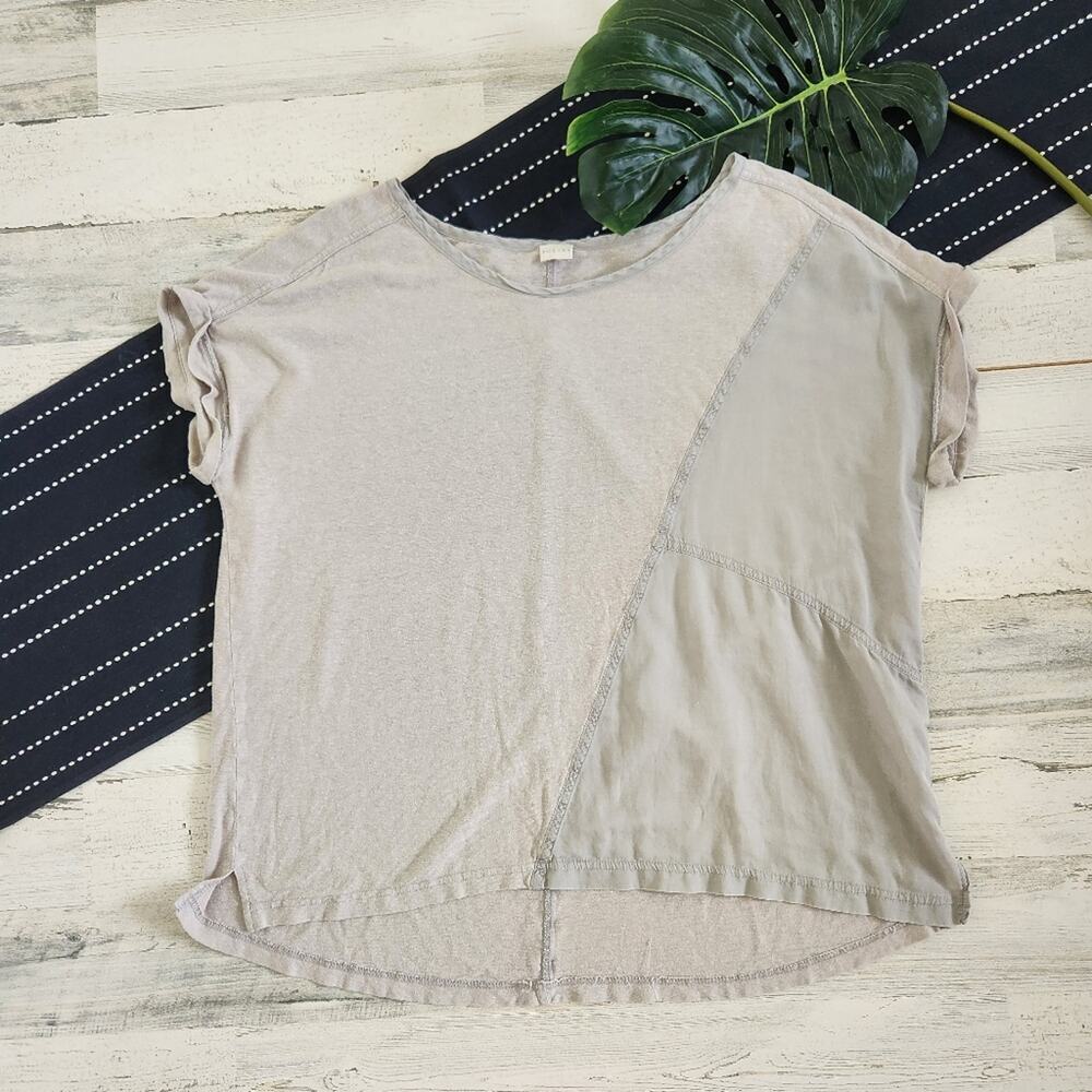 Poetry Short Sleeve Silk Cotton Hemp T-Shirt Grey Size 12